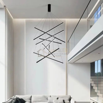 Lustra LED 9 Geometric Lines Suspendata Echivalent 1200W 300CM