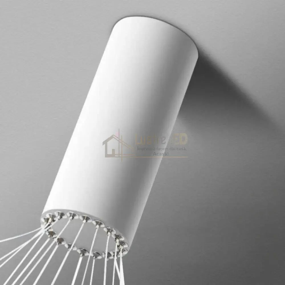 Lustra LED 9 Geometric WHITE Lines Suspendata Echivalent 1200W 300CM lustreled.ro
