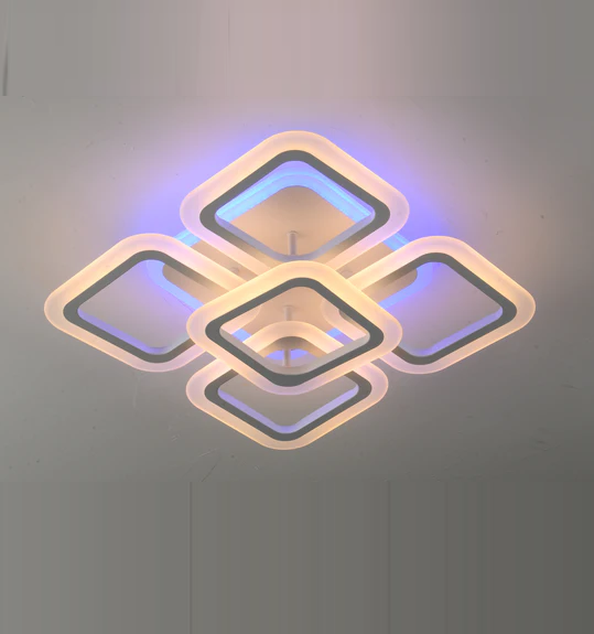 Lustra Led Square 4 + 1 Rgb Echivalent 400W 40Cm Telecomanda Lighting Fixtures