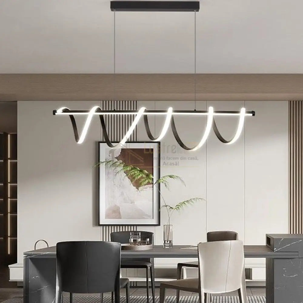 Lustra Led 94W Suspendata Spiral Black 8808/900 Bk Echivalent 600W Lighting Fixtures