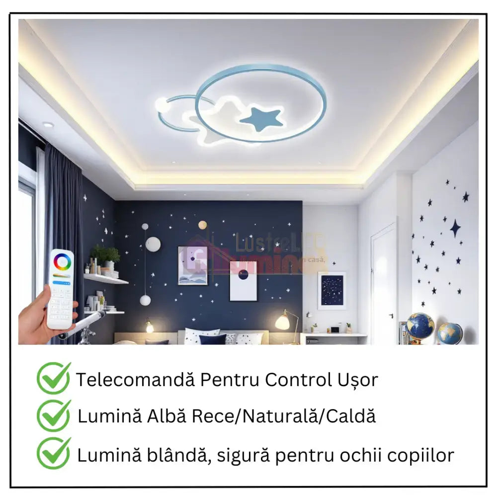 Lustra LED 96W Blue Majesty Telecomanda Echivalent 300W lustreled.ro