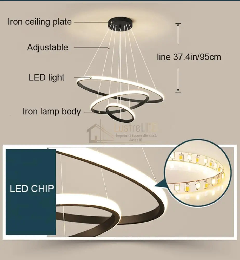 Lustra Led 40W Trio 3 Segmente Echivalent 400W Lighting Fixtures