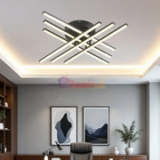 Lustra LED 6 Modern LINES Black Echivalent 400W Telecomanda BK-7015-6C NEAGRA / 68CM / MINIMALIST DESIGN Lighting