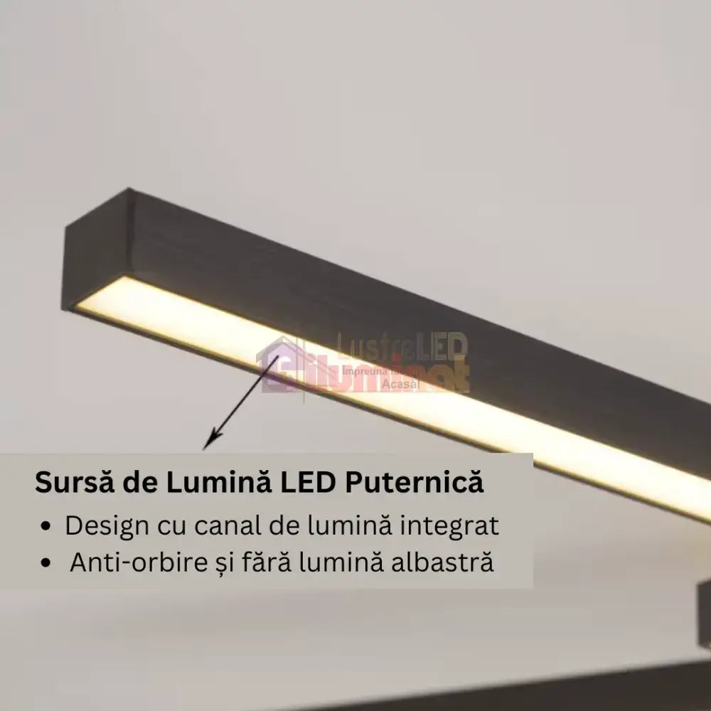 Lustra LED 6 Modern LINES Black Echivalent 400W Telecomanda BK-7015-6C NEAGRA / 68CM / MINIMALIST DESIGN Lighting