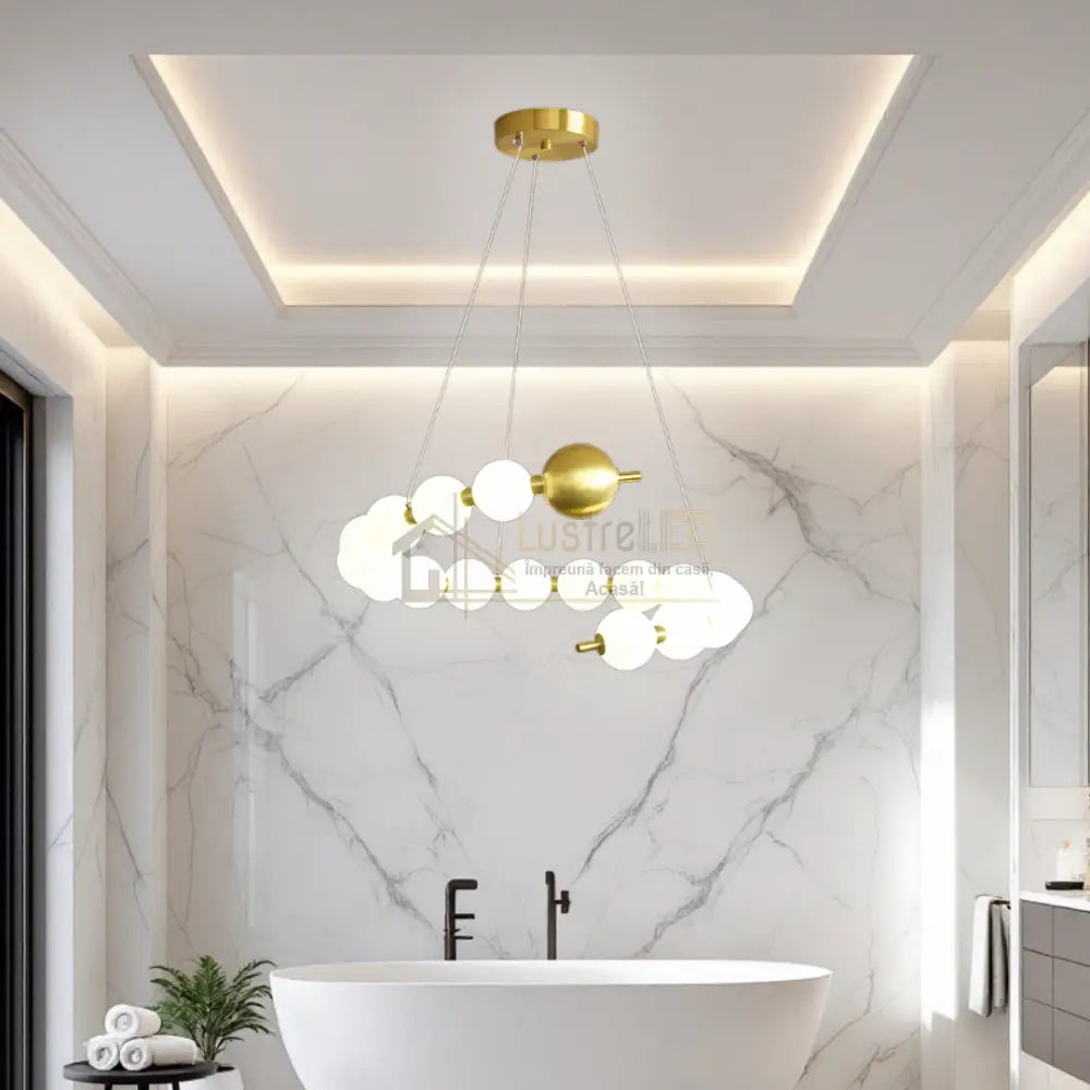 Lustra LED 24×2W MAT GOLD G3974-10 + 1 cu Telecomanda ABAJUR / AURIE Chandeliers