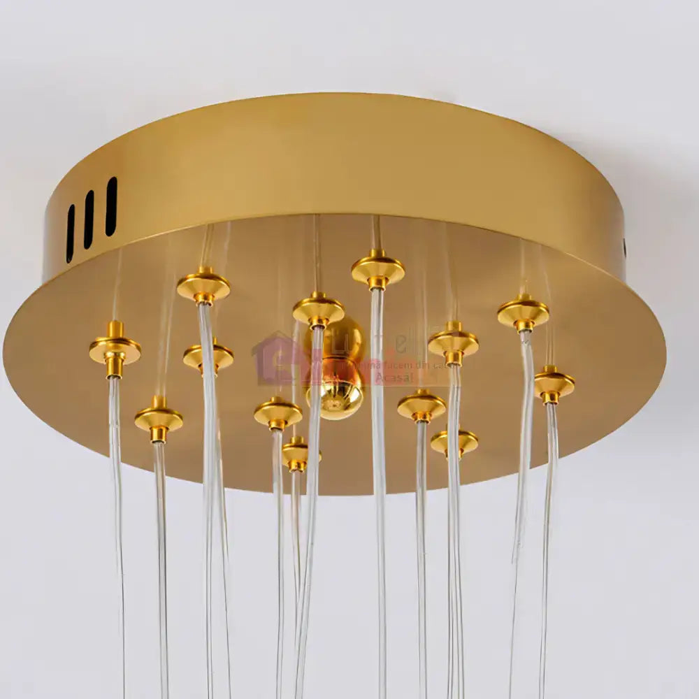 Lustra LED Abajur Planets Gold Bundle, 3 lumini si telecomanda lustreled.ro