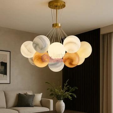Lustra LED Abajur Planets Gold Bundle, 3 lumini si telecomanda lustreled.ro