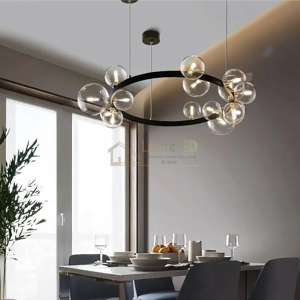 Lustra LED Abajur Suspendata 15xG9 Black Chandeliers