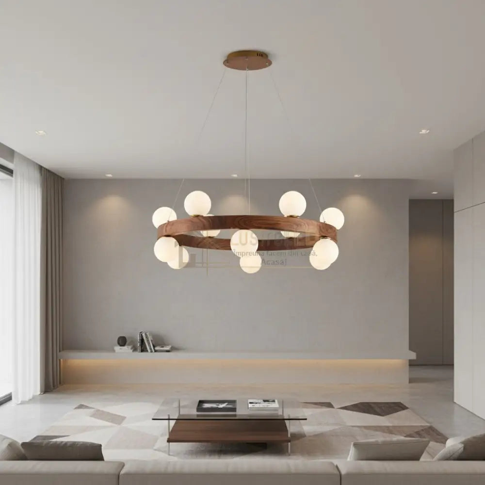 Lustra LED Abajur ZAVI 12xG9 Wood Lemnos Chandeliers