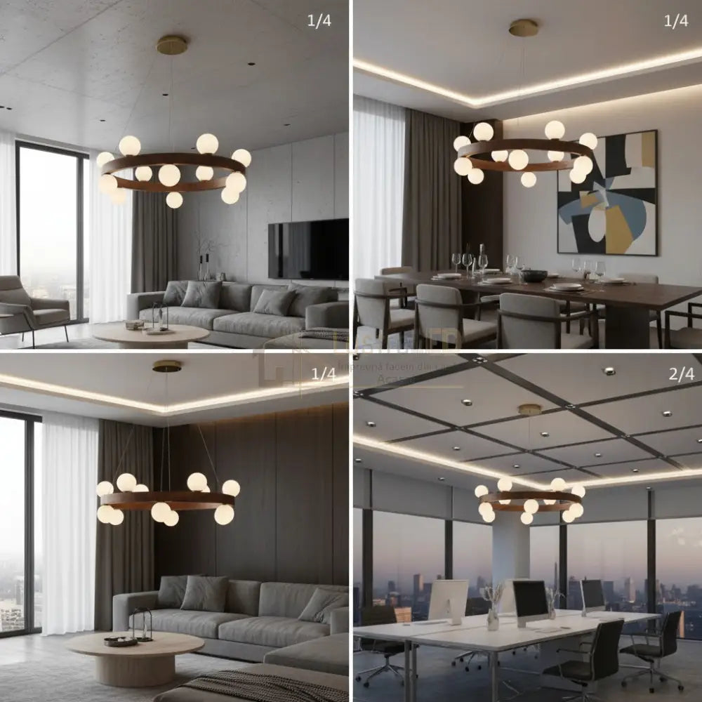 Lustra LED Abajur ZAVI 12xG9 Wood Lemnos Chandeliers