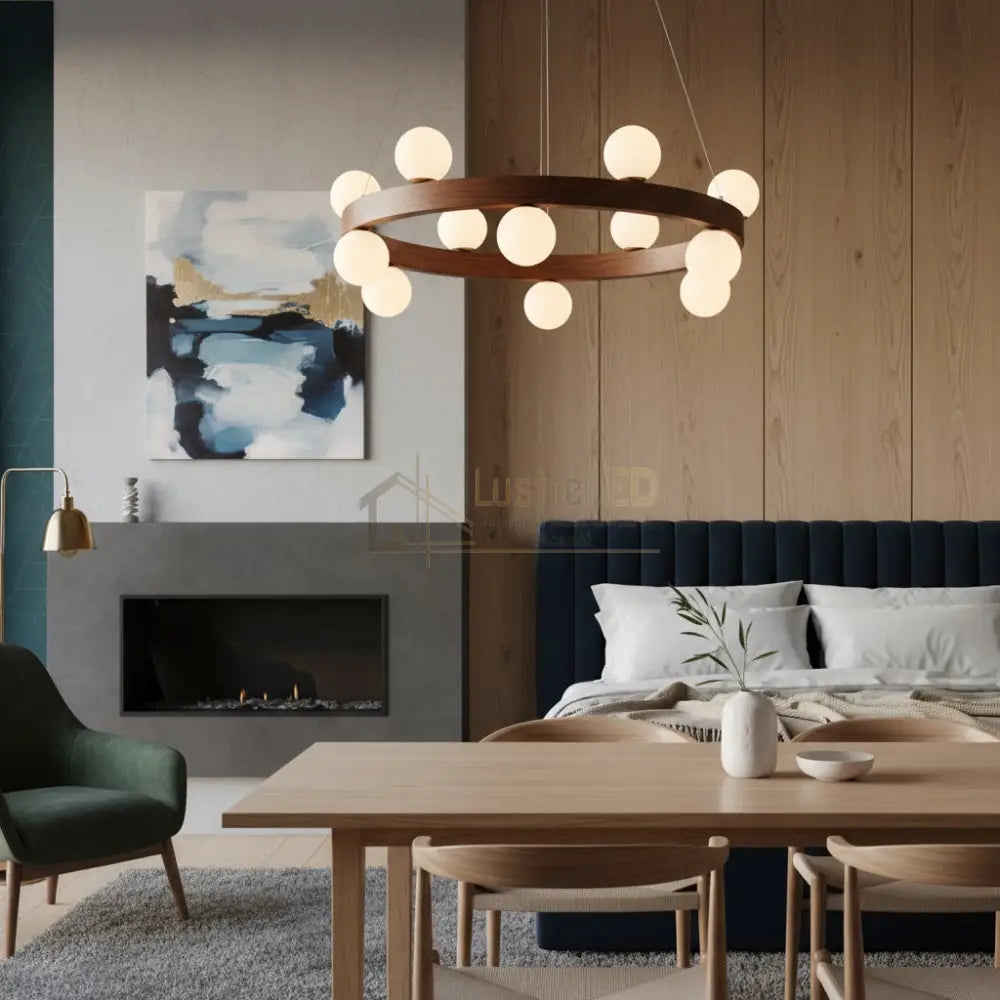 Lustra LED Abajur ZAVI 12xG9 Wood Lemnos Chandeliers