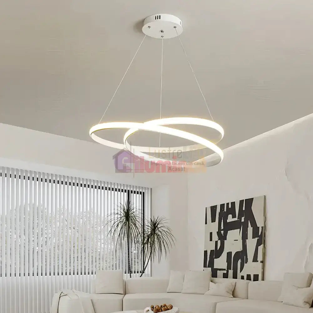 Lustra LED Alba Suspendata 120W Lumea Telecomanda Echivalent 600W lustreled.ro
