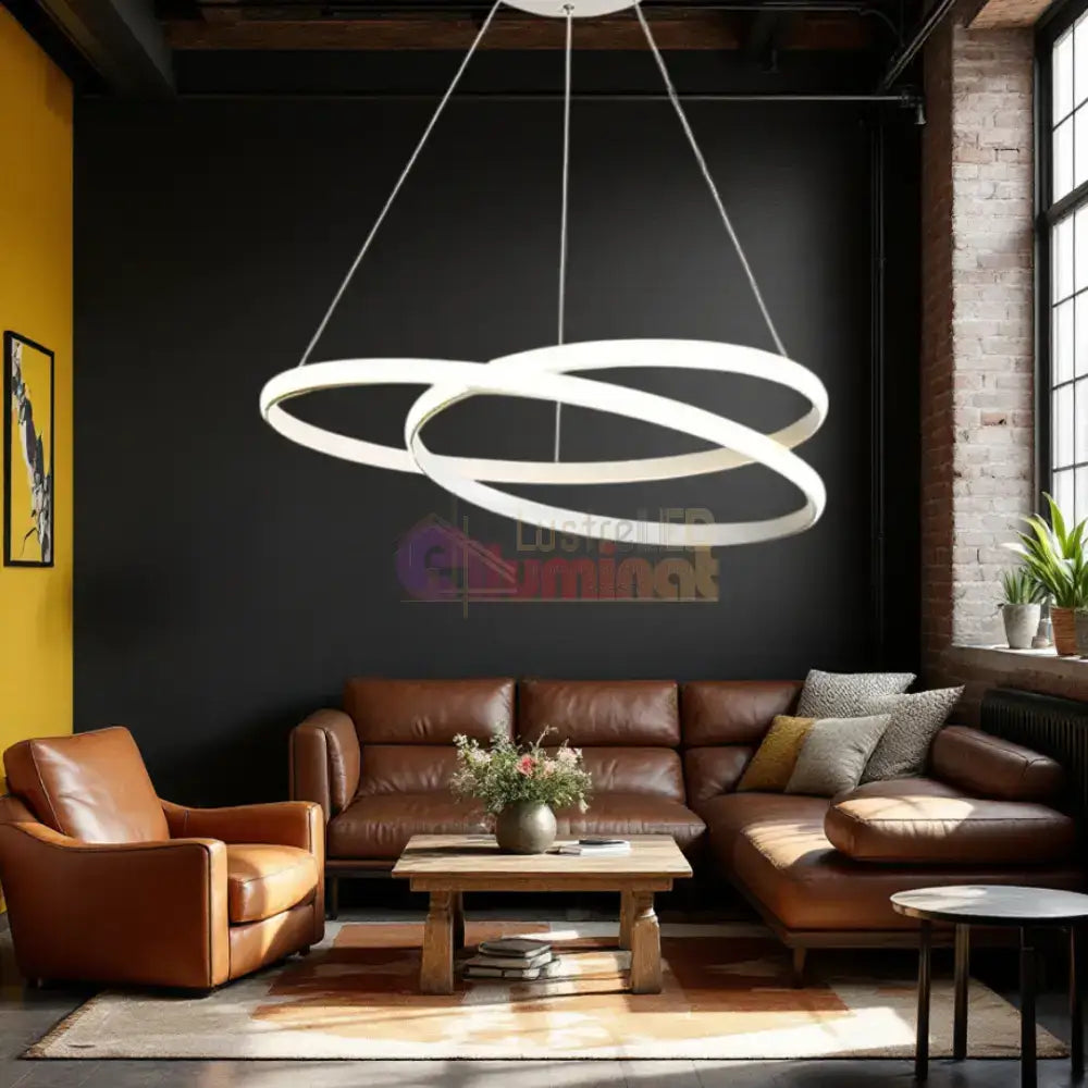 Lustra LED Alba Suspendata 120W Lumea Telecomanda Echivalent 600W lustreled.ro