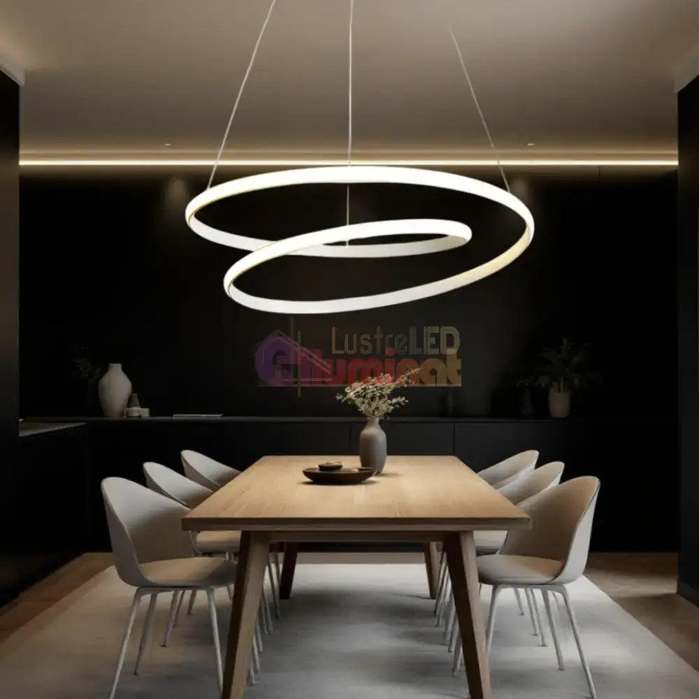 Lustra LED Alba Suspendata 120W Lumea Telecomanda Echivalent 600W lustreled.ro