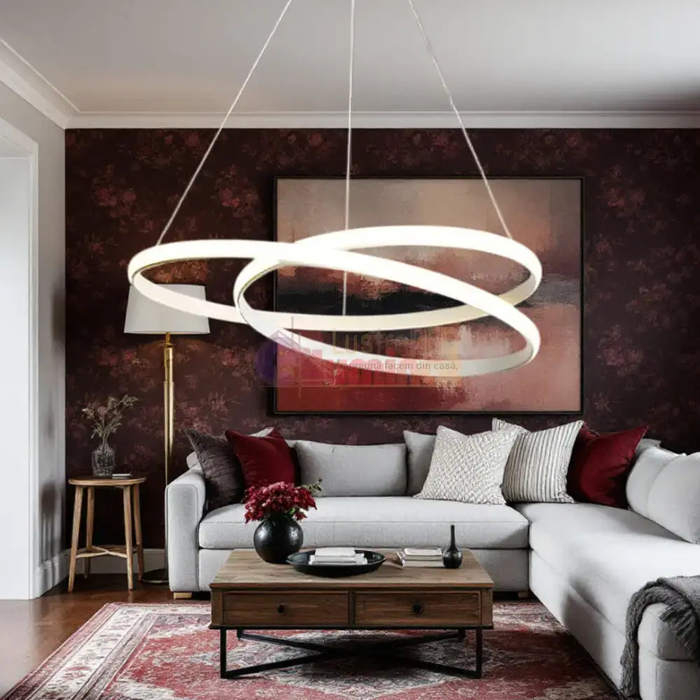 Lustra LED Alba Suspendata 120W Lumea Telecomanda Echivalent 600W lustreled.ro