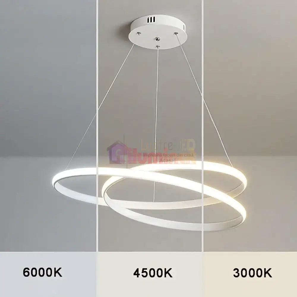 Lustra LED Alba Suspendata 120W Lumea Telecomanda Echivalent 600W lustreled.ro
