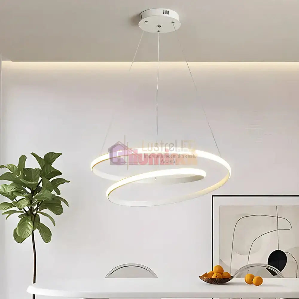 Lustra LED Alba Suspendata 120W Lumea Telecomanda Echivalent 600W lustreled.ro