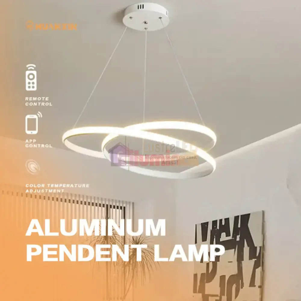 Lustra LED Alba Suspendata 120W Lumea Telecomanda Echivalent 600W lustreled.ro