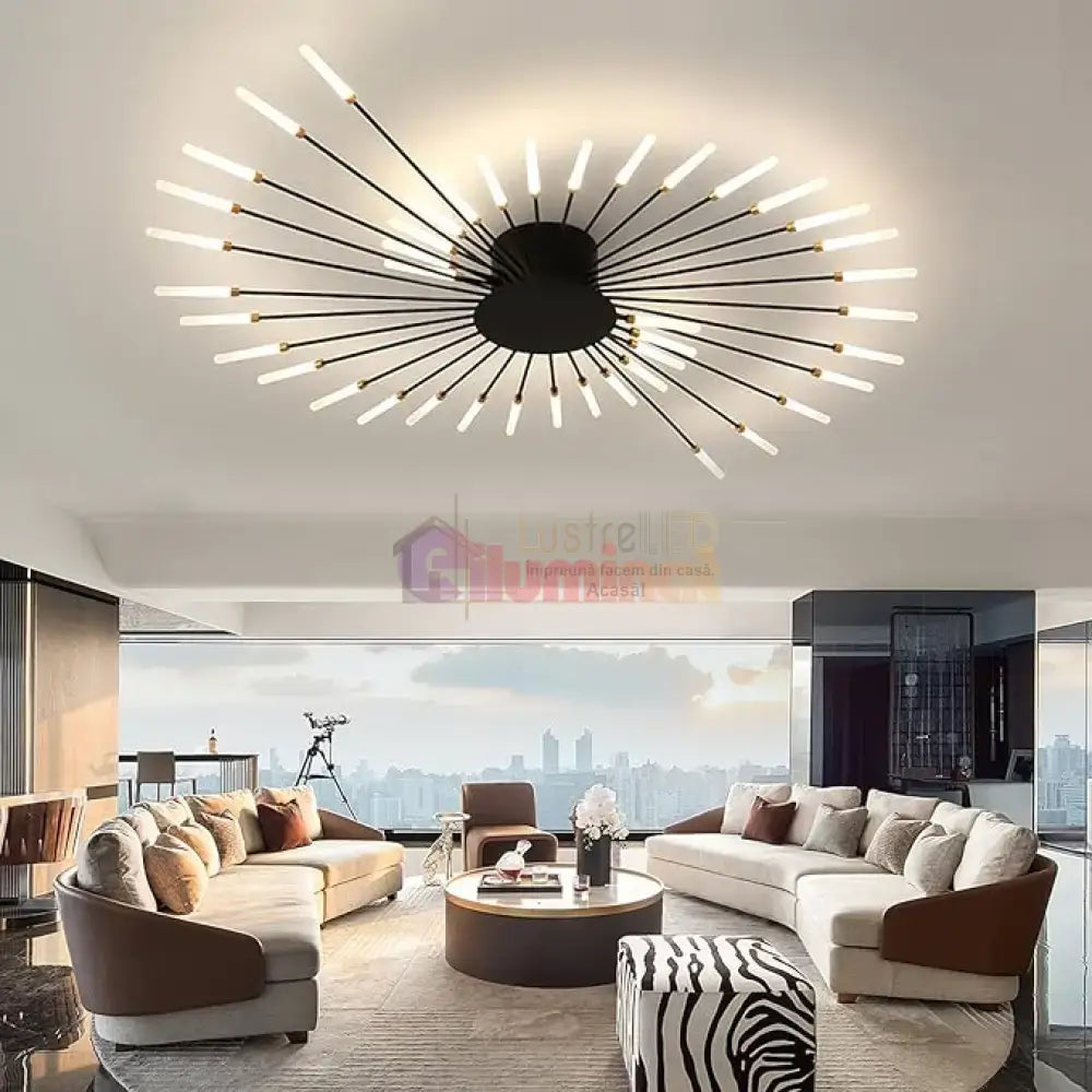 Lustra LED American Dream Black 112w Echivalent 500W Telecomanda lustreled.ro