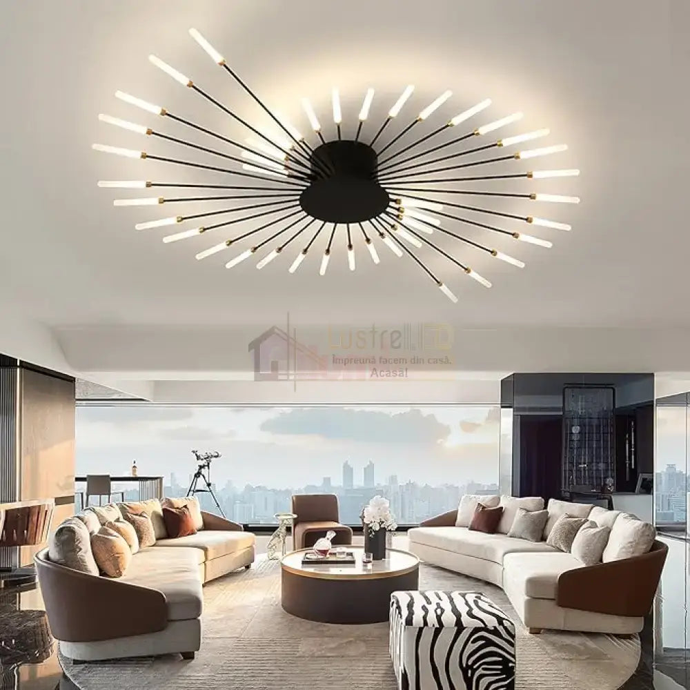Lustra LED American Dream Black 112w Echivalent 500W Telecomanda NEAGRA / 105CM / MINIMALIST DESIGN Chandeliers