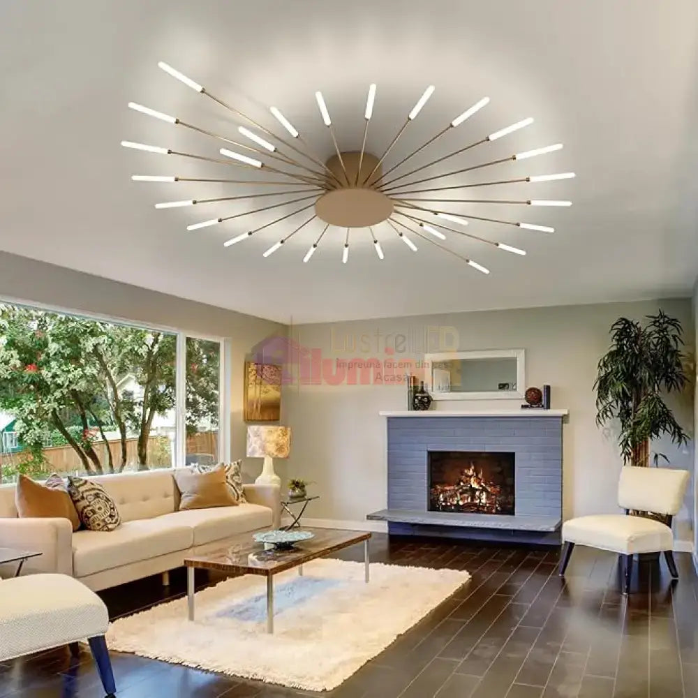 Lustra LED American Dream Gold 112w Echivalent 500W Telecomanda lustreled.ro