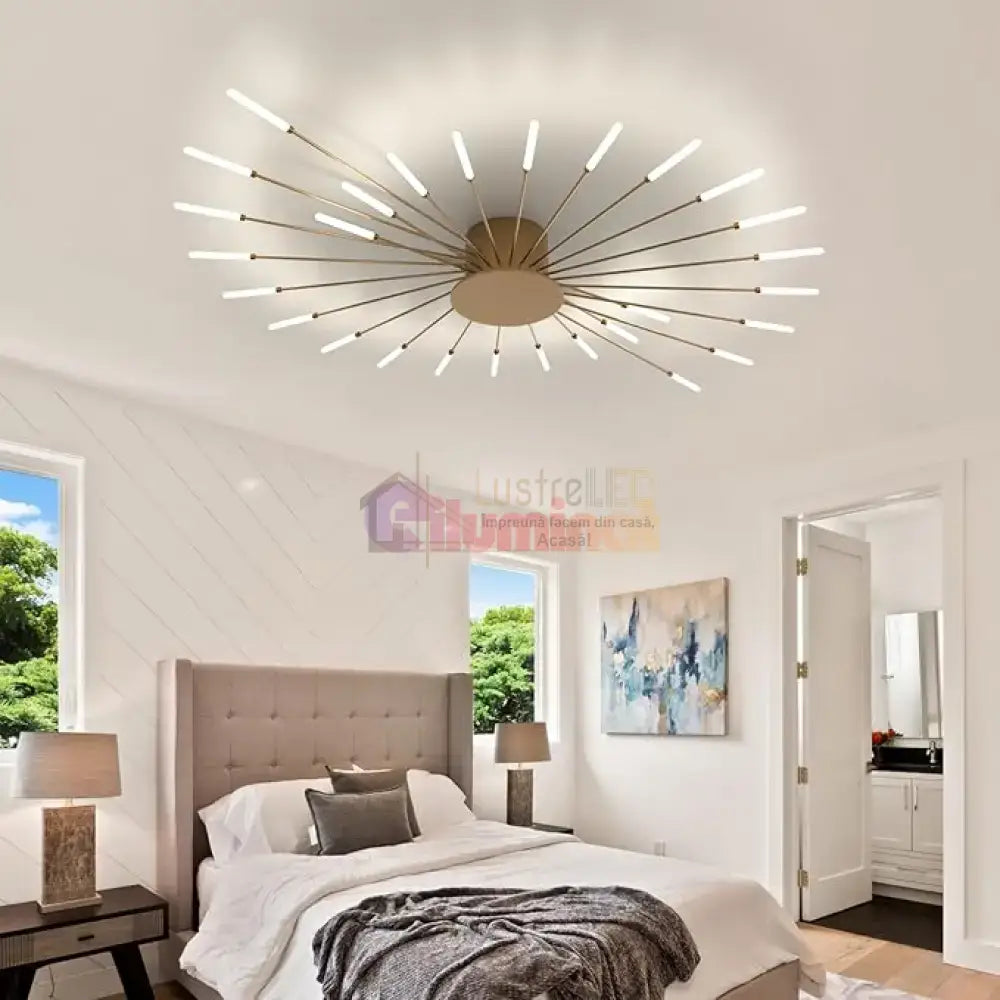 Lustra LED American Dream Gold 112w Echivalent 500W Telecomanda lustreled.ro