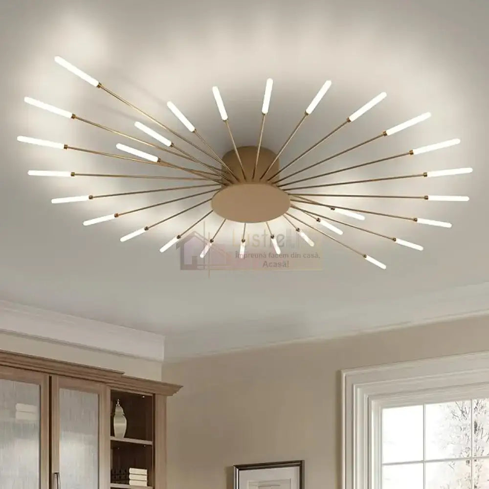 Lustra LED American Dream Gold 112w Echivalent 500W Telecomanda AURIE / 105CM / MINIMALIST DESIGN Chandeliers