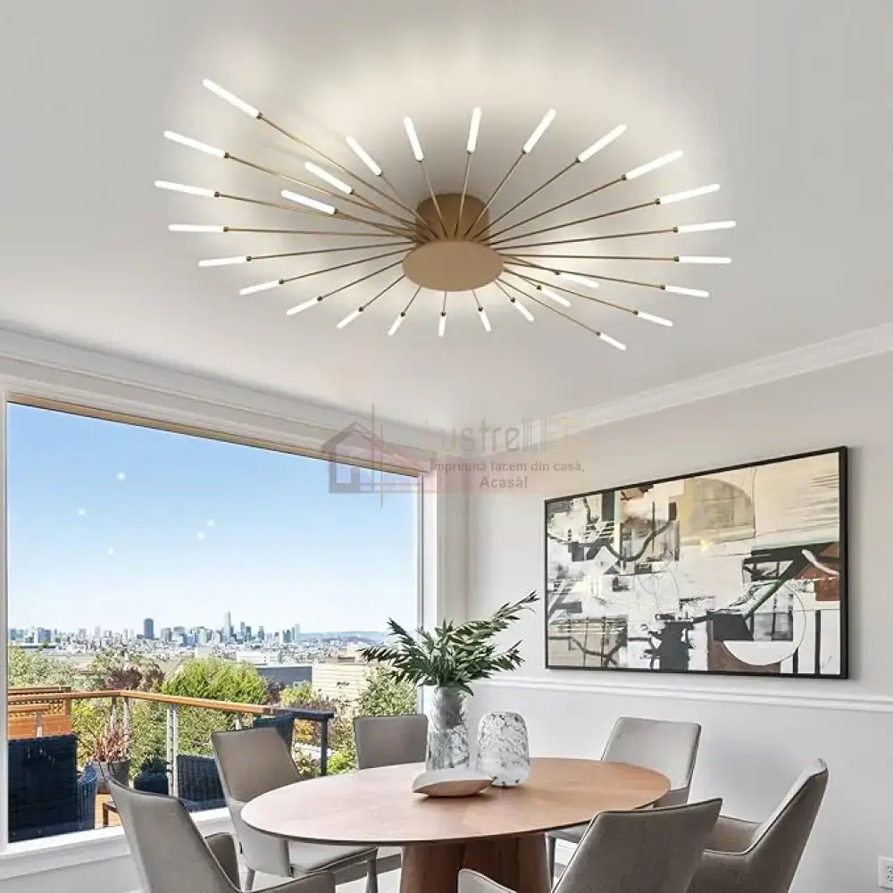 Lustra LED American Dream Gold 112w Echivalent 500W Telecomanda AURIE / 105CM / MINIMALIST DESIGN Chandeliers