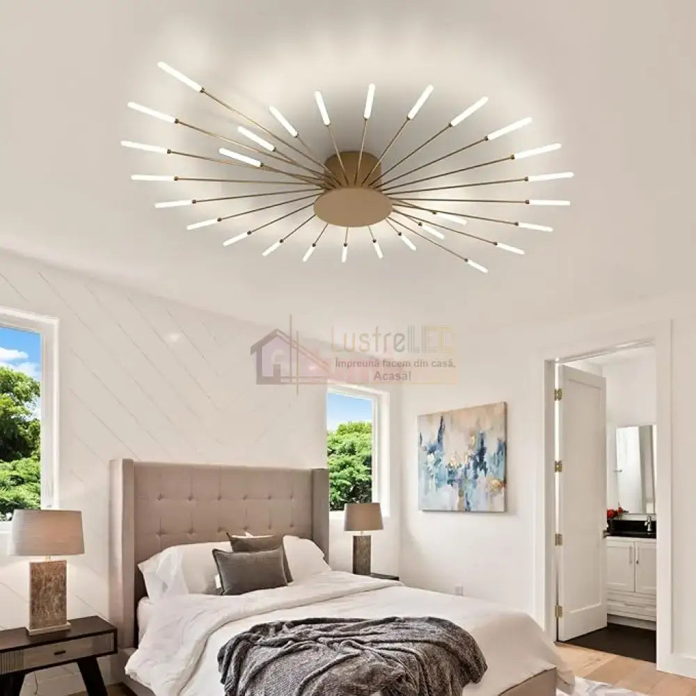 Lustra LED American Dream Gold 112w Echivalent 500W Telecomanda AURIE / 105CM / MINIMALIST DESIGN Chandeliers