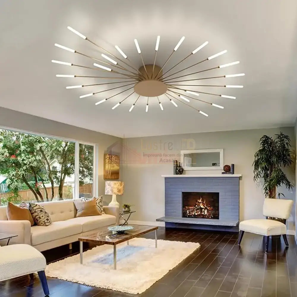 Lustra LED American Dream Gold 112w Echivalent 500W Telecomanda AURIE / 105CM / MINIMALIST DESIGN Chandeliers