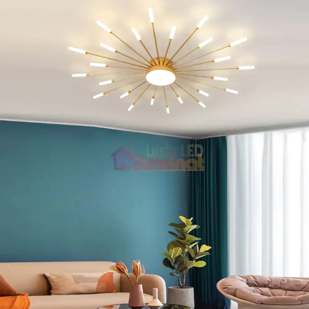 Lustra LED American Golden Sun Echivalent 800W Telecomanda lustreled.ro