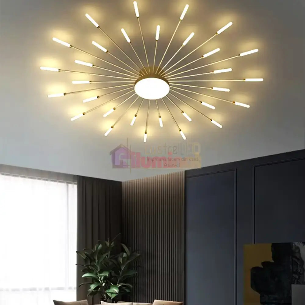Lustra LED American Golden Sun Echivalent 800W Telecomanda lustreled.ro
