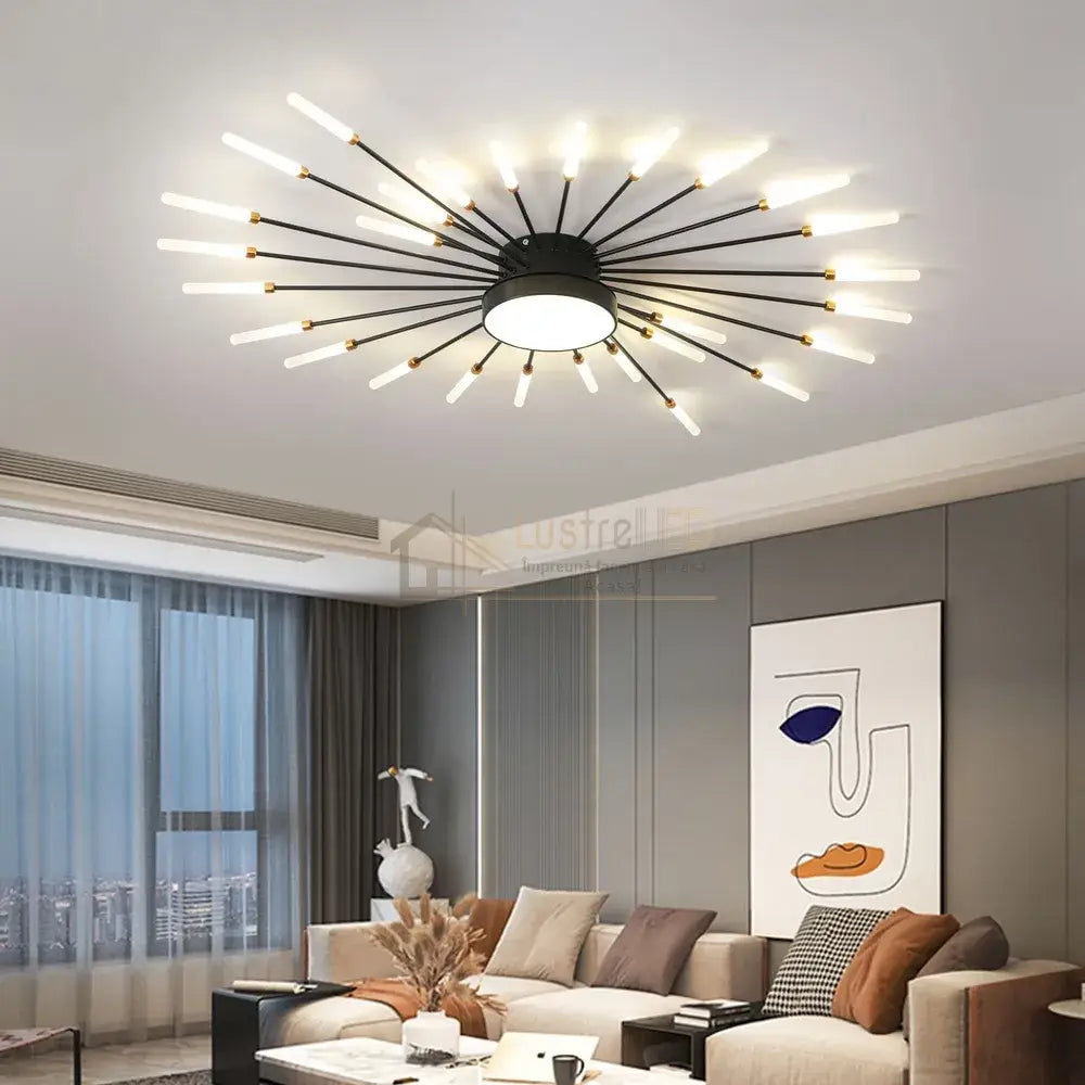 Lustra Led American Splendor Black Echivalent 800W Telecomanda Lighting Fixtures