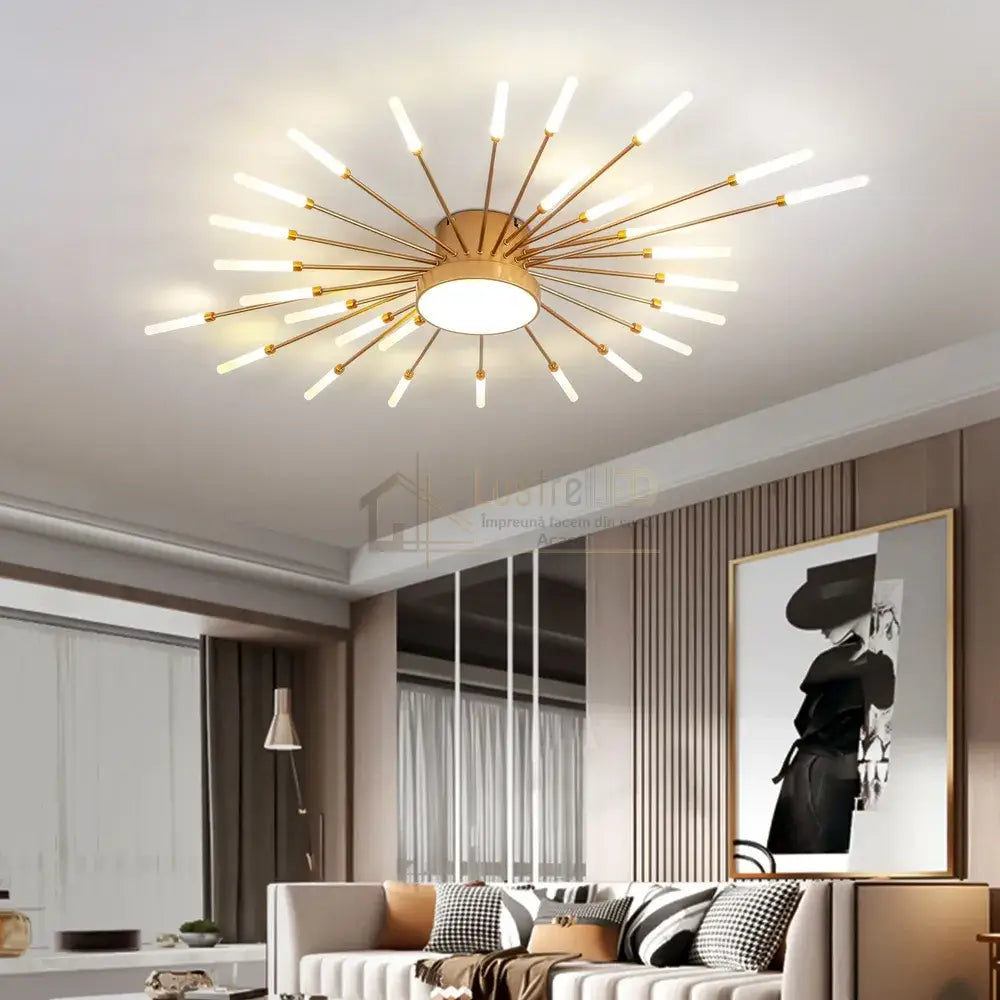 Lustra Led American Splendor Gold Echivalent 800W Telecomanda Lighting Fixtures