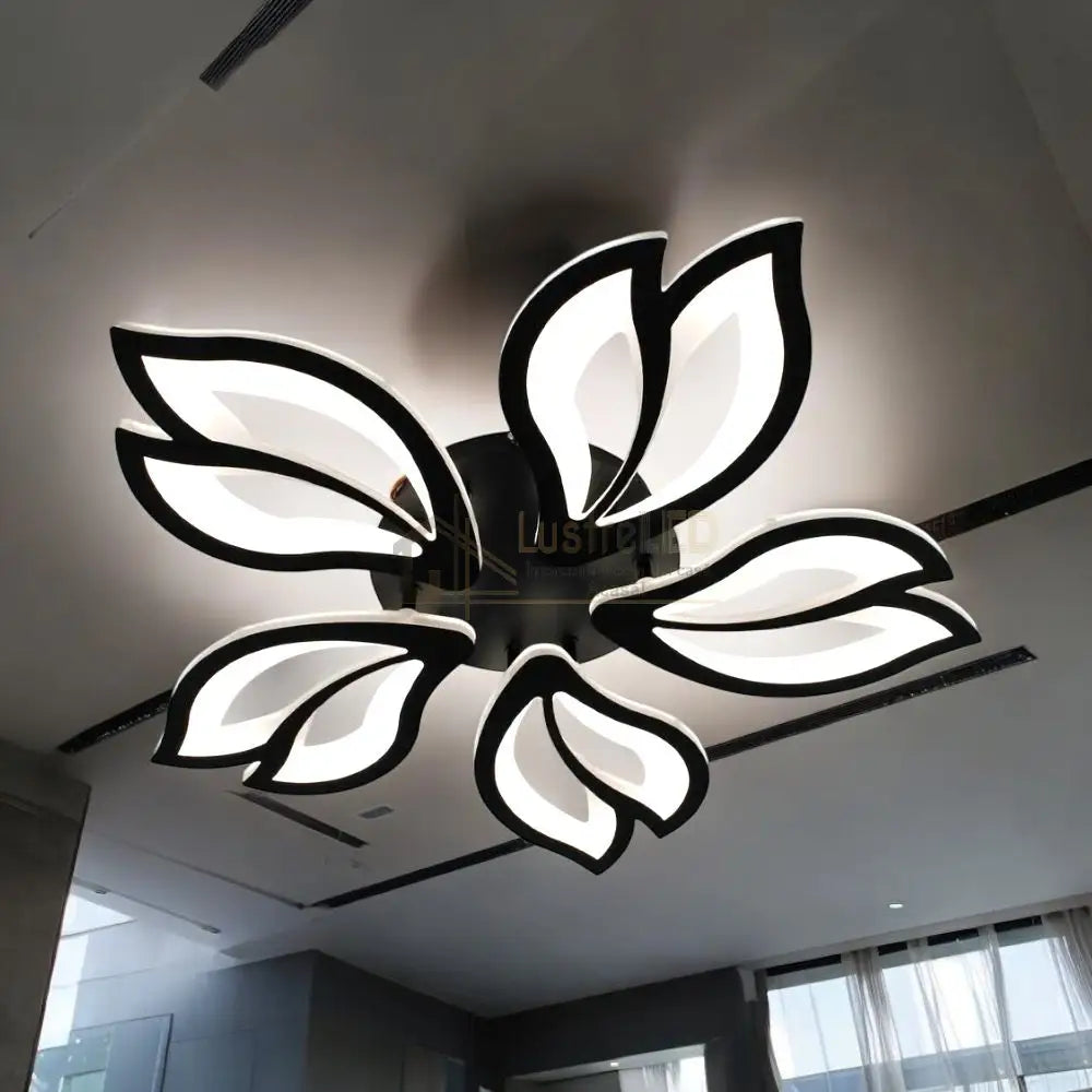 Lustra Led Anemone Black Echivalent 500W Telecomanda Lighting Fixtures