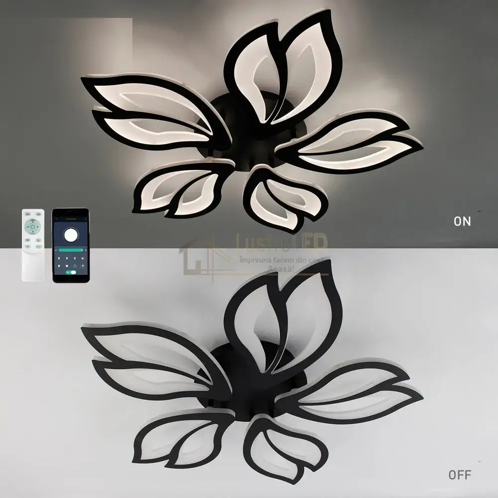 Lustra Led Anemone Black Echivalent 500W Telecomanda Lighting Fixtures