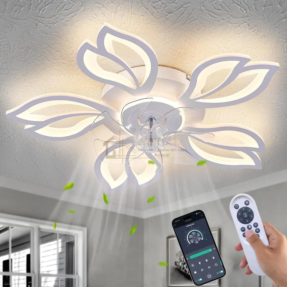 Lustra Led Anemone Cu Ventilator Si Telecomanda Echivalent 400W Ceiling Light With Fan