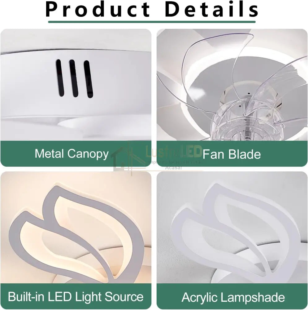 Lustra Led Anemone Cu Ventilator Si Telecomanda Echivalent 400W Ceiling Light With Fan