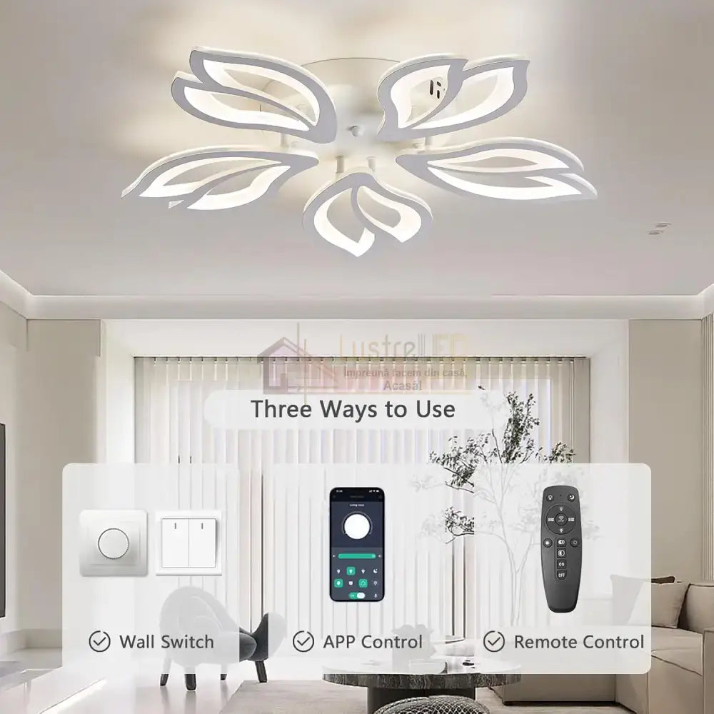 Lustra Led Anemone Smart Echivalent 600W Telecomanda Lighting Fixtures