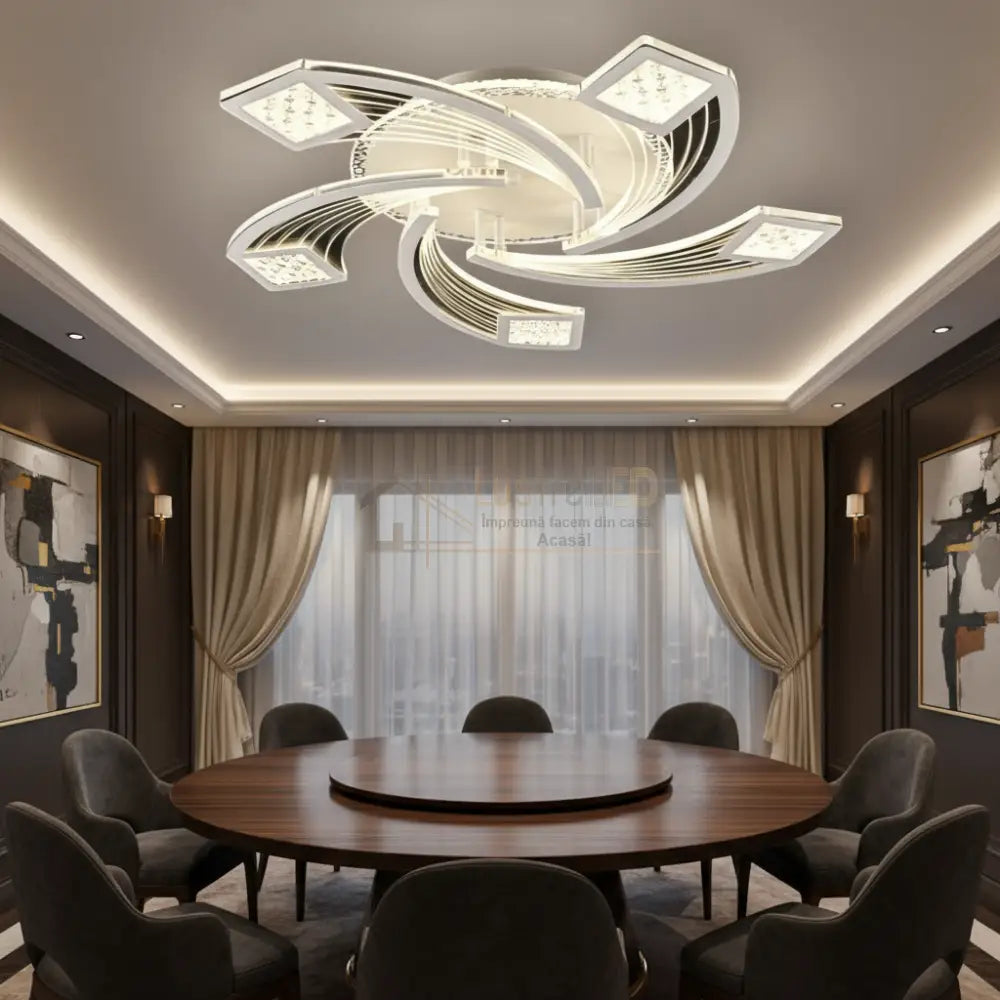 Lustra LED Aplicata AYRA Silver Echivalent 300W Telecomanda Lighting Fixtures