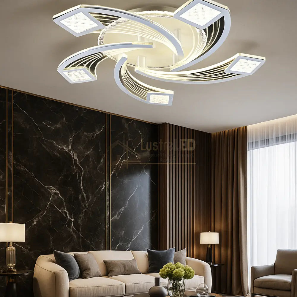 Lustra LED Aplicata AYRA Silver Echivalent 300W Telecomanda Lighting Fixtures