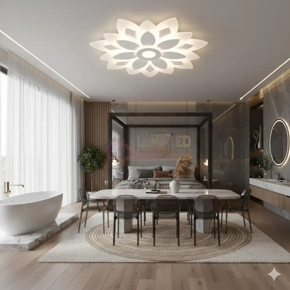 Lustra LED Aplicata Brilux White Echivalent 550W Telecomanda Lighting Fixtures