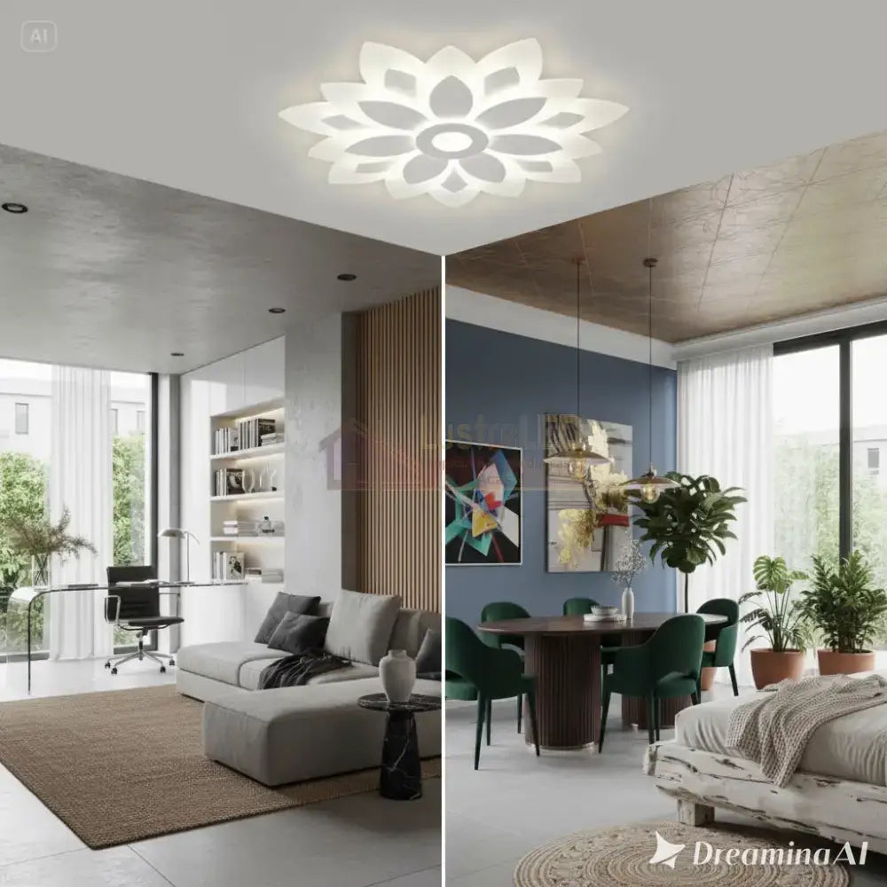 Lustra LED Aplicata Brilux White Echivalent 550W Telecomanda Lighting Fixtures