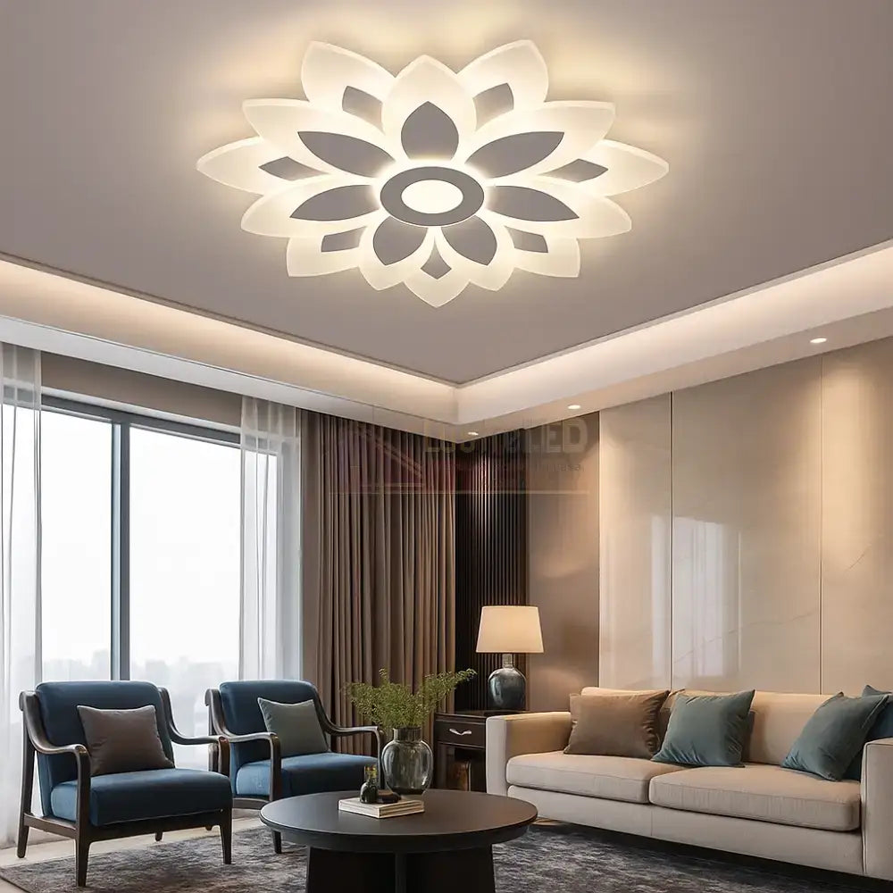Lustra LED Aplicata Brilux White Echivalent 550W Telecomanda Lighting Fixtures