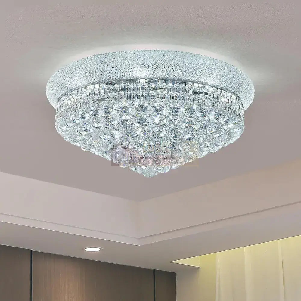 Lustra LED Aplicata Crystal Dome Silver Telecomanda si Lumini RGB Chandeliers
