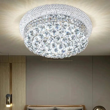 Lustra LED Aplicata Crystal Dome Silver Telecomanda si Lumini RGB