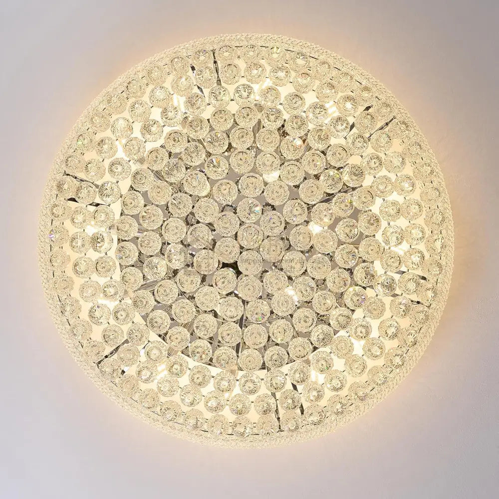 Lustra LED Aplicata Crystal Dome Silver Telecomanda si Lumini RGB Chandeliers