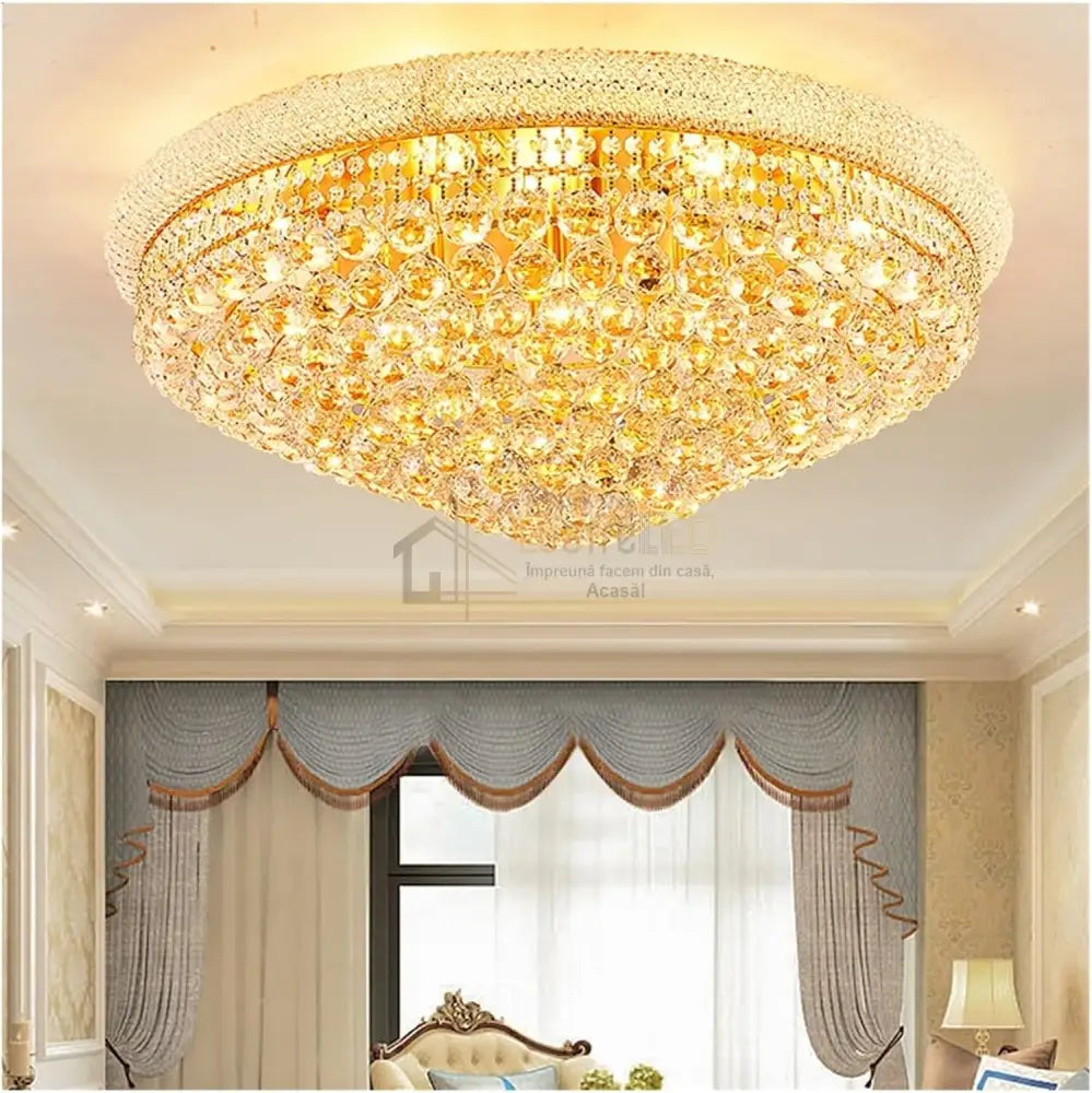 Lustra LED Aplicata Crystal Dome Telecomanda si RGB Chandeliers