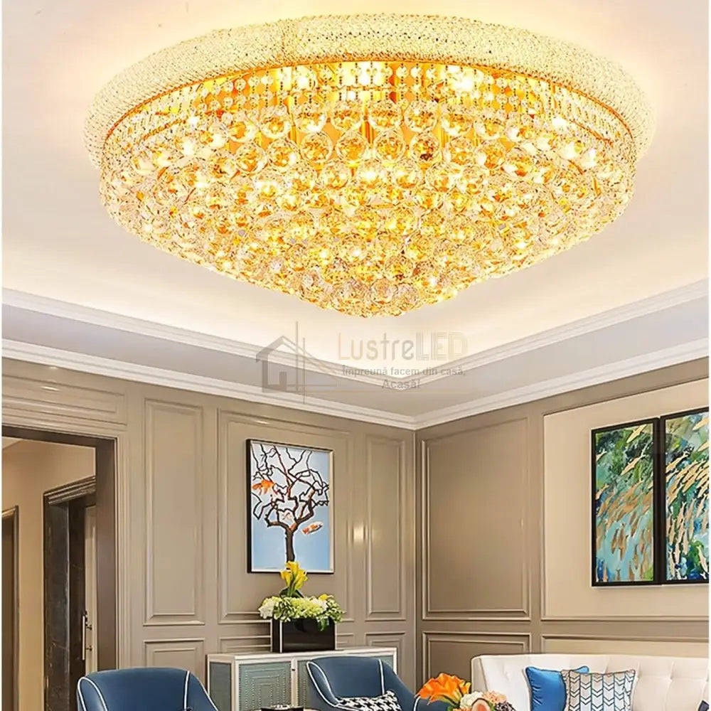 Lustra LED Aplicata Crystal Dome Telecomanda si RGB Chandeliers