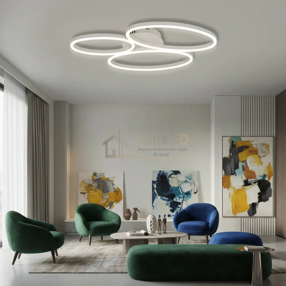 Lustra LED Aplicata DIVI White Echivalent 430W Telecomanda Lighting Fixtures